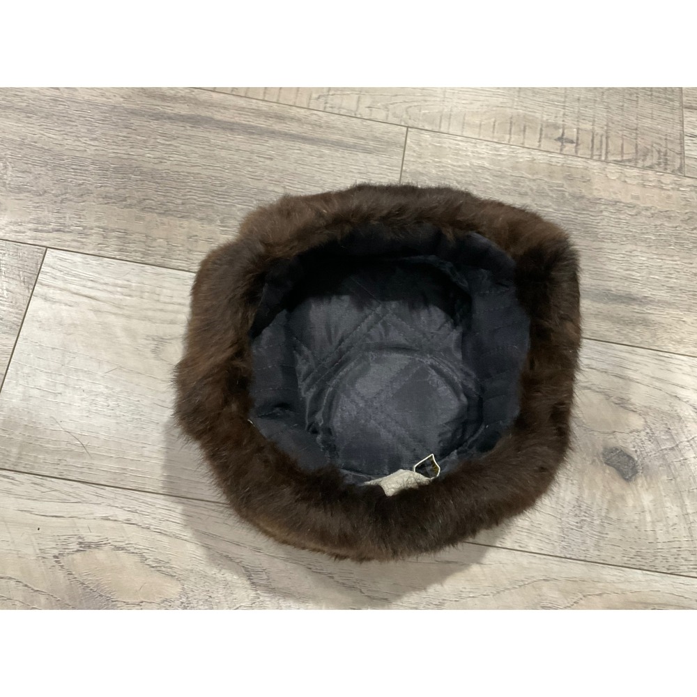 Vintage Ushanka Trapper Fur‎ hat with Ear Flaps Brown Black 59cm - Picture 6 of 12